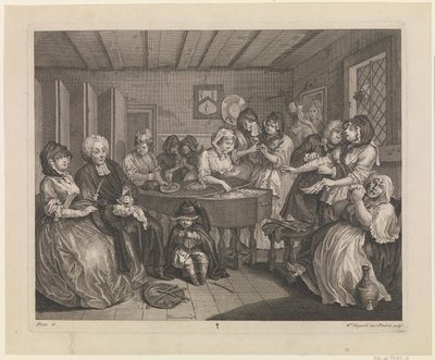 Het verloop van een hoer, plaat 6 door William Hogarth