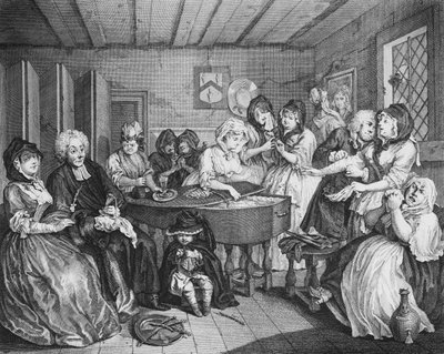 Een Hoerenloopbaan, plaat VI, De Begrafenis door William Hogarth