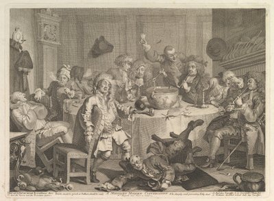 Een Moderne Gesprek om Middernacht, maart 1732 door William Hogarth