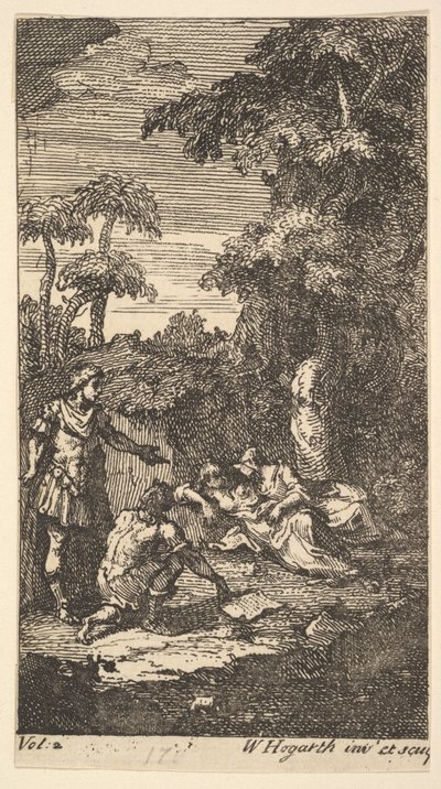 Cassandra, Frontispice, Vol. 2, 1725 door William Hogarth