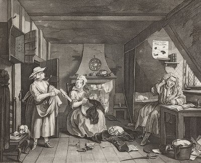 De noodlijdende dichter door William Hogarth