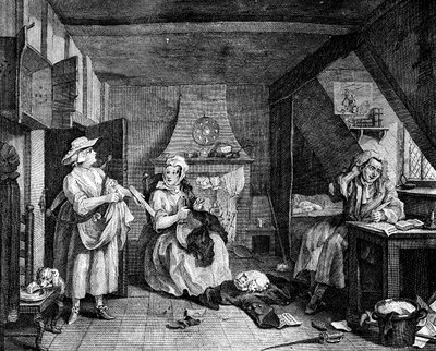 De verontruste dichter, 1740 door William Hogarth