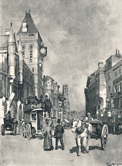 Fleet Street, met de rechtbanken door William Luker