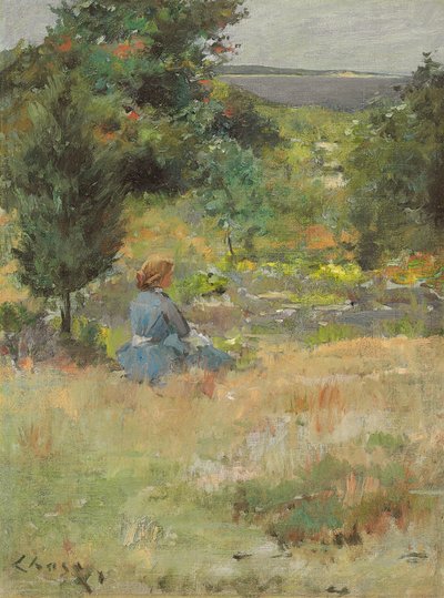 Meisje in Shinnecock Hills, ca. 1897 door William Merritt Chase