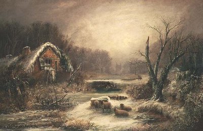 Een bosrijk winterlandschap door William Thomas Such