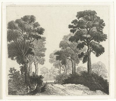 Landschap met bomen langs een pad door William Young Ottley