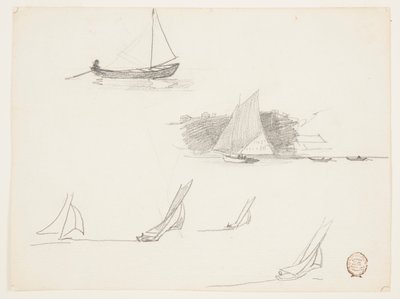 Zes studies van zeilboten door Winslow Homer