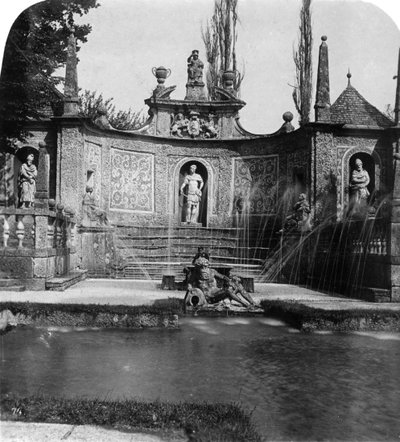 Fontein, Hellbrunn Kasteel, Salzburg, Oostenrijk, ca. 1900 door Wurthle and Sons