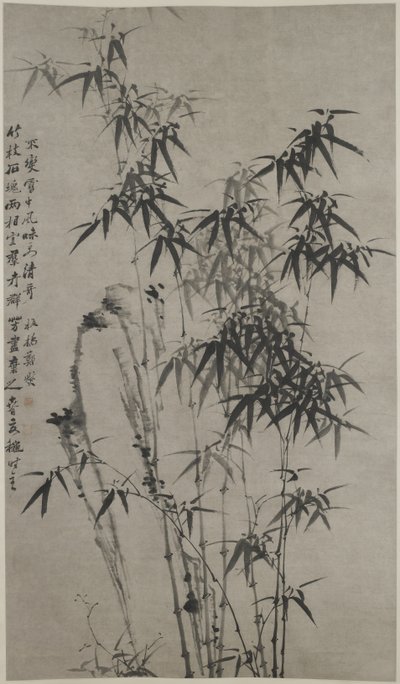 Bamboe en rotsen, c.1760 door Xie Zheng