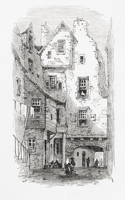 Een oude steeg, Canongate, Edinburgh, Schotland door . .