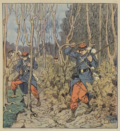 Onze soldaten in het bos door after Louis Charles Bombled