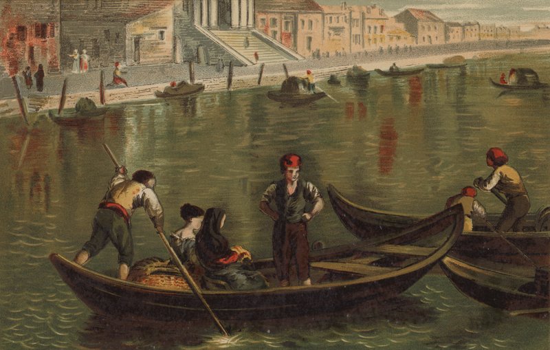 Gondel op het Canal Grande, Venetië door English School