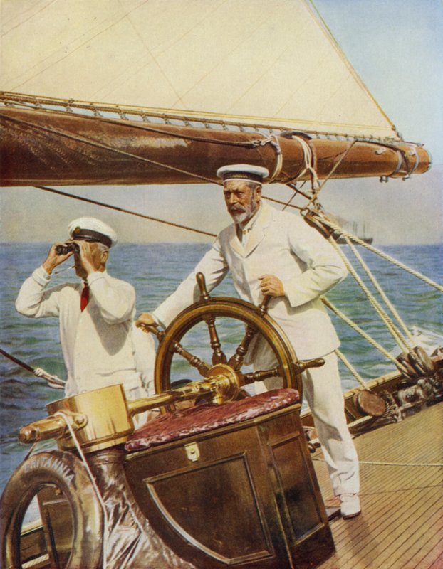 Koning George als zeiler in Cowes in 1924 door English School