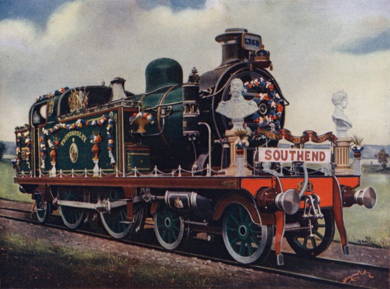 Locomotief versierd ter ere van de kroning van Koning George en Koningin Mary, 22 juni 1911? door English School