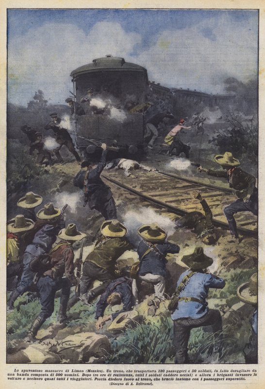 Het angstaanjagende bloedbad van Limon (Mexico) door Achille Beltrame