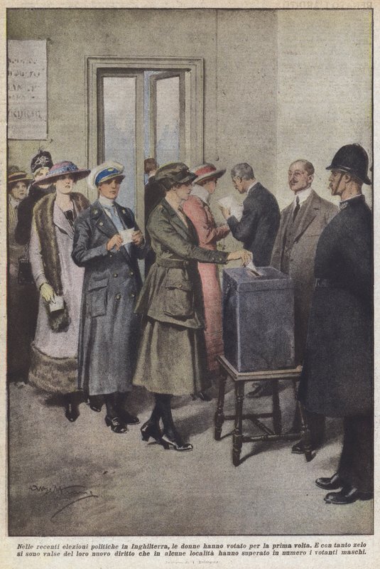 Bij de recente parlementsverkiezingen in Engeland hebben vrouwen voor het eerst gestemd door Achille Beltrame