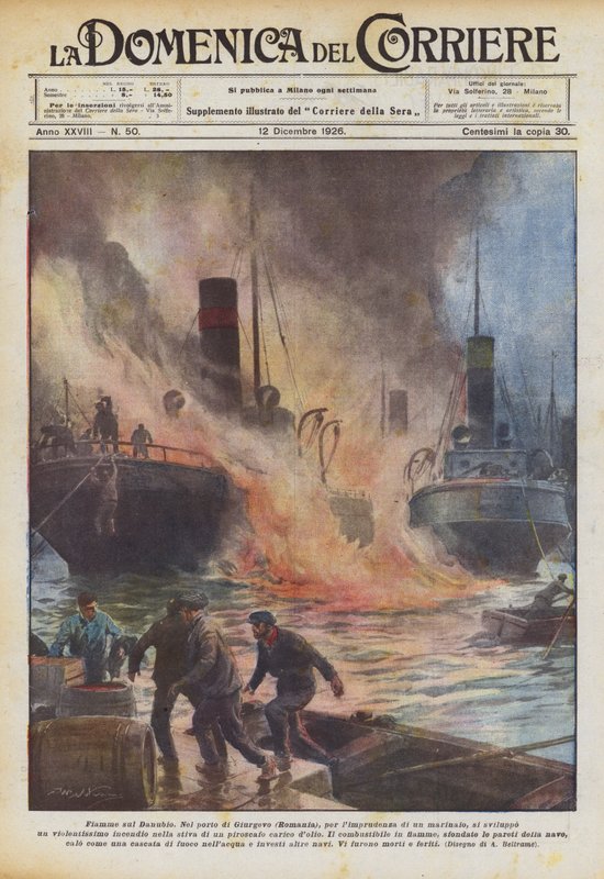 Vlammen op de Donau door Achille Beltrame