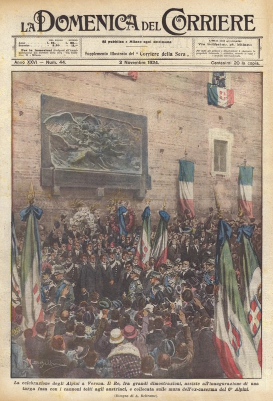 De viering van de Alpini in Verona door Achille Beltrame