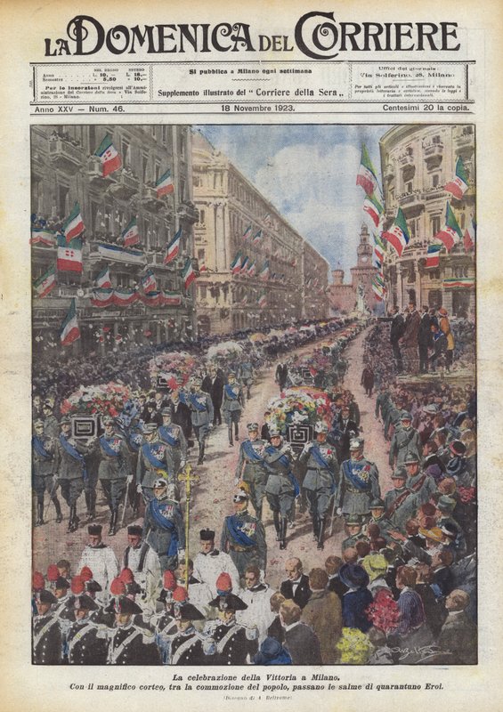 De viering van de overwinning in Milaan door Achille Beltrame