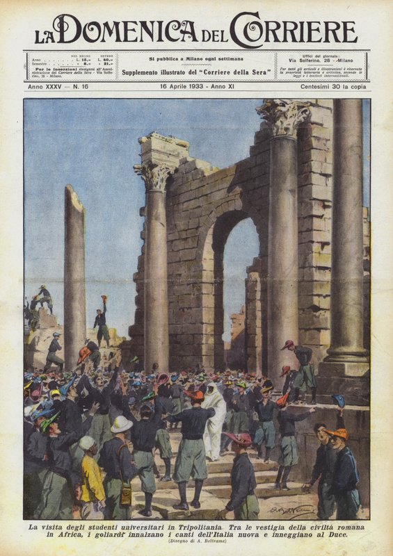 Het bezoek van de universiteitsstudenten in Tripolitania door Achille Beltrame