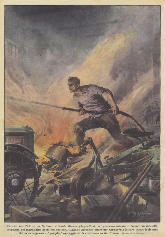 Het heroïsche offer van een Italiaan door Achille Beltrame