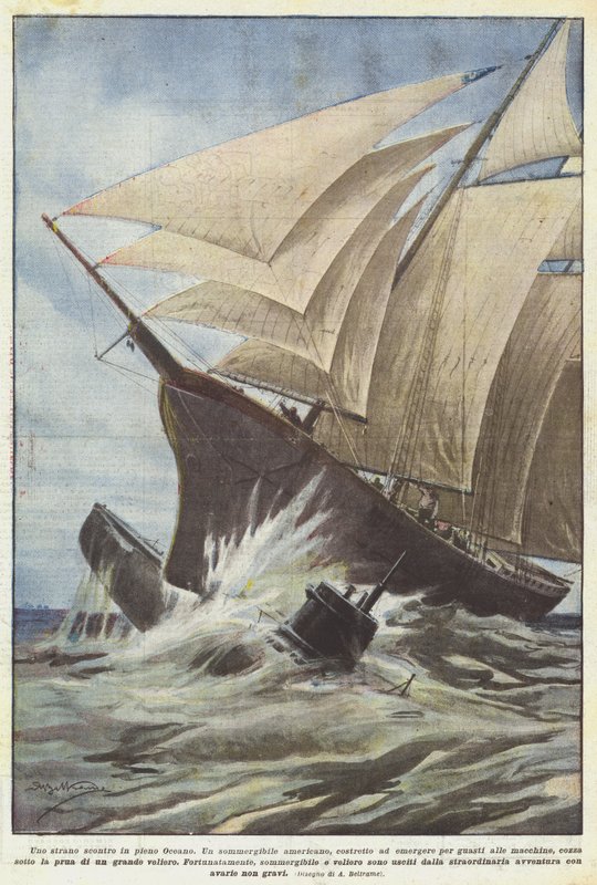 Een vreemd gevecht midden in de oceaan door Achille Beltrame