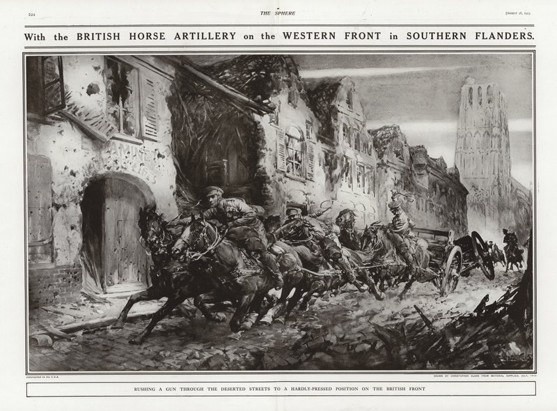 Britse paardartillerie aan het Westelijk Front in Zuid-Vlaanderen, Eerste Wereldoorlog door Addison Thomas Millar