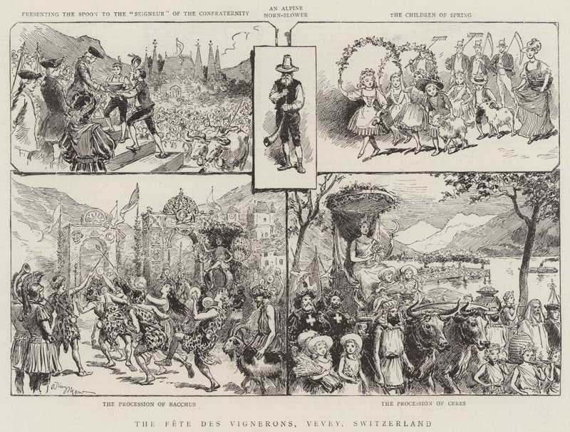 Het Feest van de Wijnboeren, Vevey, Zwitserland door Adrien Emmanuel Marie