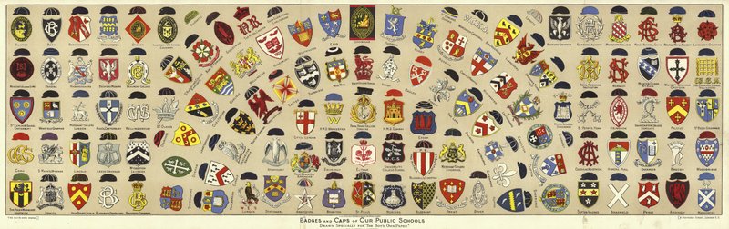 Badges en petten van Britse openbare scholen door Albert Lambert