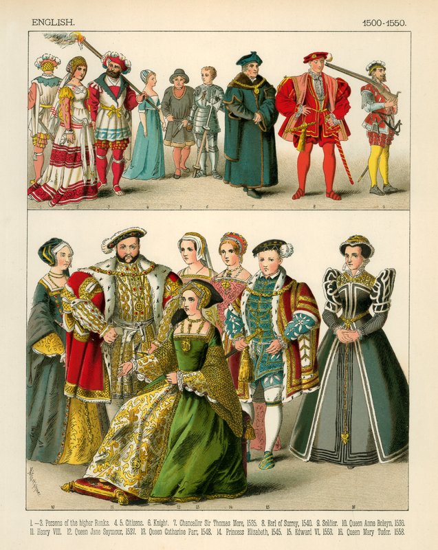 Engelse kostuums 1500-1550 door Albert Kretschmer