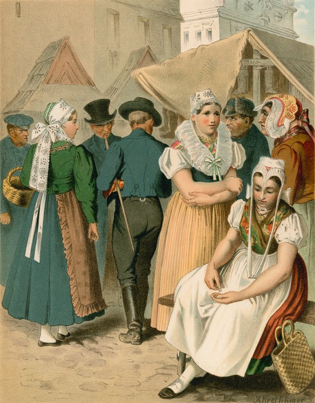 Duitse kostuum, Preussen (Provinz Schlesien), Tannhausen door Albert Kretschmer