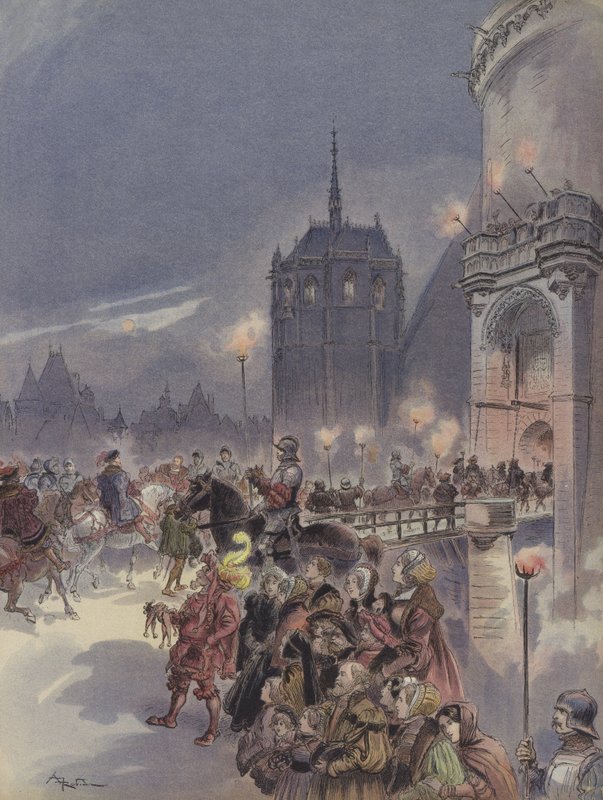 Ontvangst van Karel V in Amboise door Albert Robida