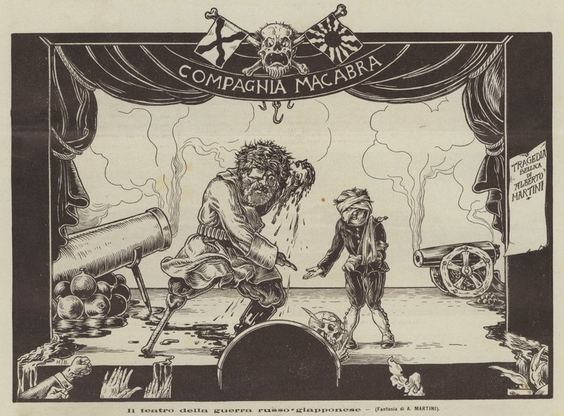 Het theater van de Russisch-Japanse oorlog (Litho) door Alberto Martini