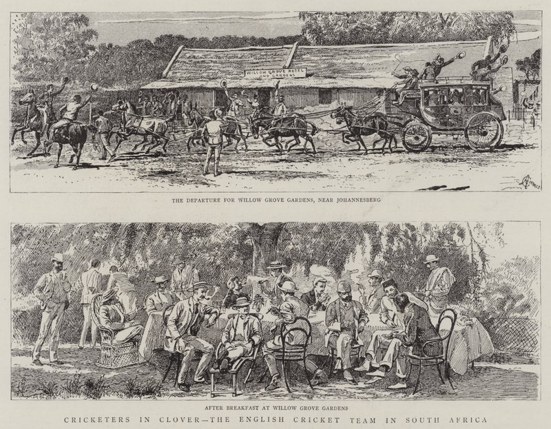 Cricketers in Clover, het Engelse cricketteam in Zuid-Afrika door Alfred Chantrey Corbould