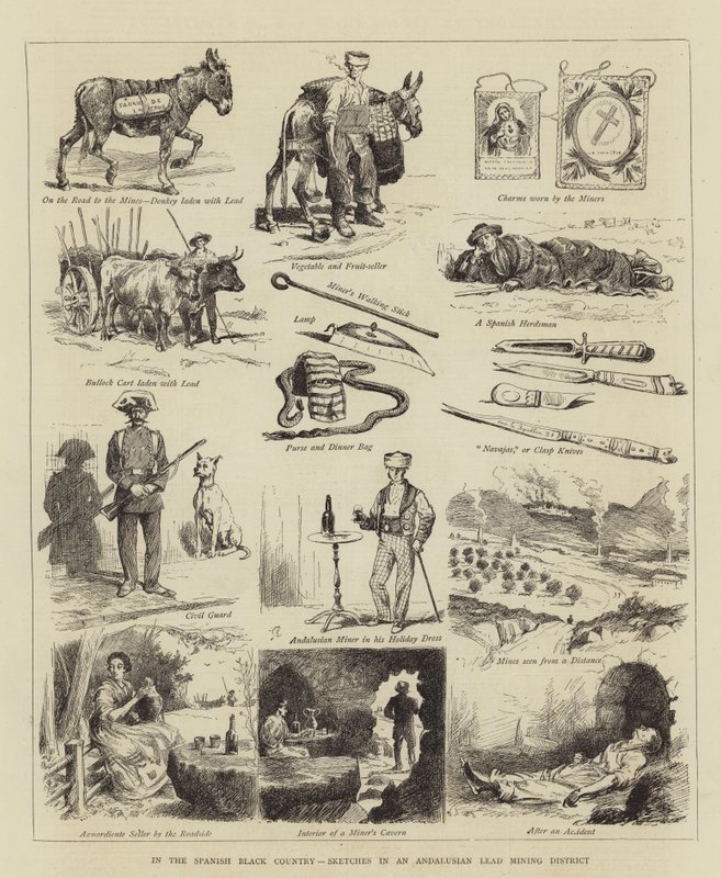 In het Spaanse Zwarte Land, schetsen in een Andalusisch loodmijngebied door Alfred Chantrey Corbould