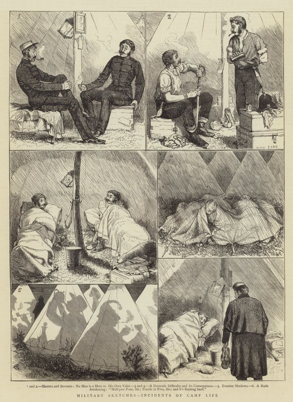 Militaire Schetsen, Incidenten van het Kamp Leven door Alfred Chantrey Corbould