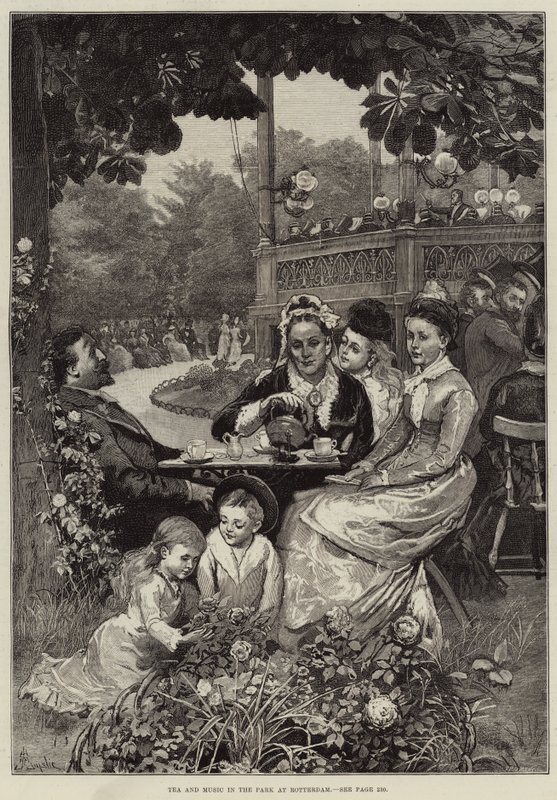 Thee en Muziek in het Park in Rotterdam door Alfred Edward Emslie