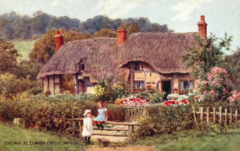 Cottage bij Elmley Castle, Worcestershire door Alfred Robert Quinton