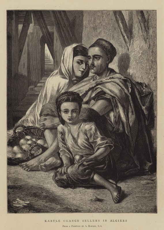 Kabyle Sinaasappelverkopers in Algiers door Alfred W. Elmore