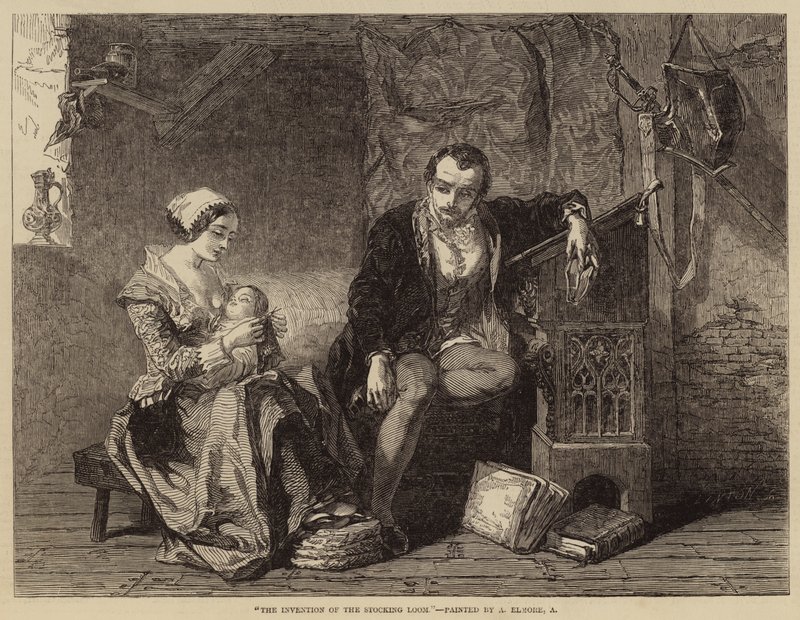 De uitvinding van het kousenweefgetouw door Alfred W. Elmore