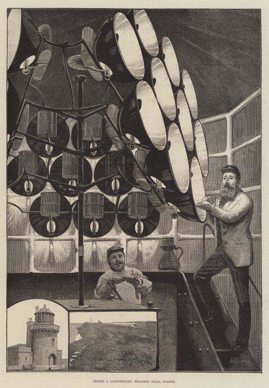 Binnen in een vuurtoren, Beachey Head, Sussex door Alfred Edward Emslie