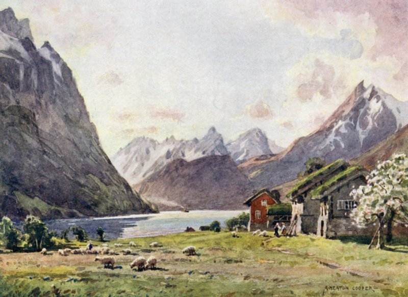 Hjorundfjord, Oie door Alfred Heaton Cooper