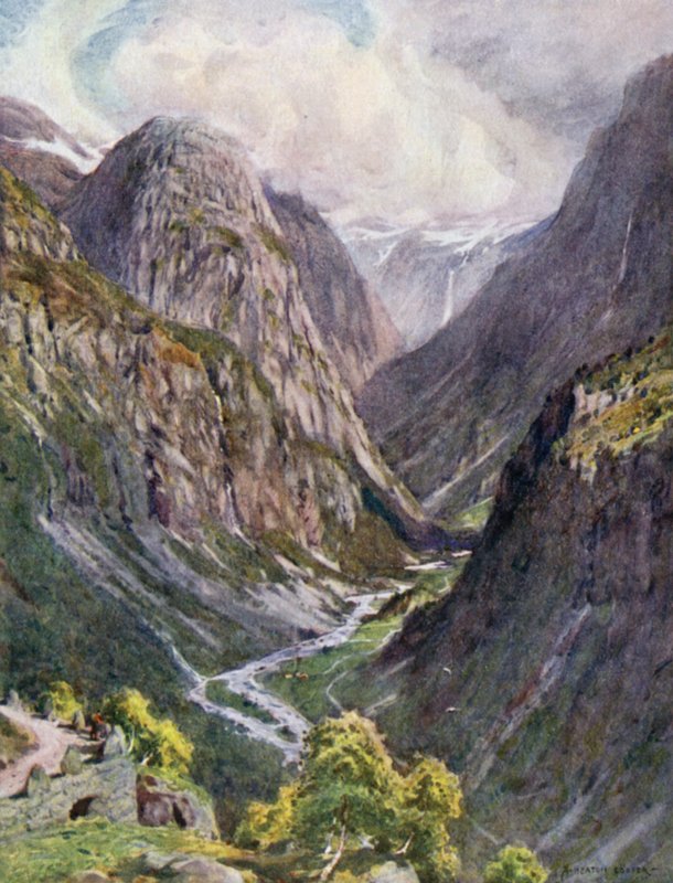 Naerdal, vanaf Stalheim, Sognefjord door Alfred Heaton Cooper