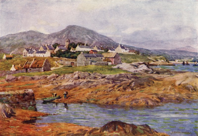 Het Dorp Roundstone, County Galway door Alfred Heaton Cooper