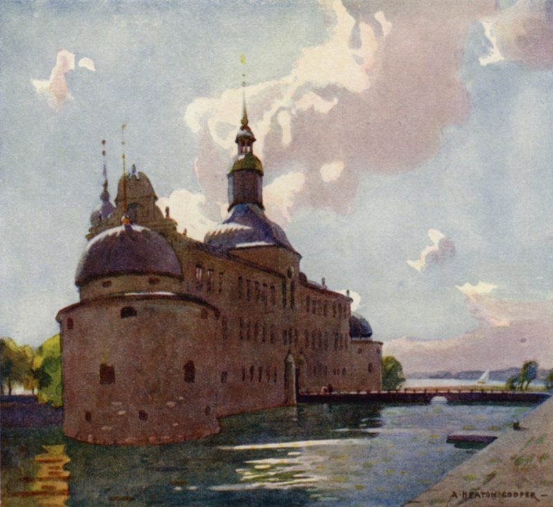 Kasteel Vadstena, meer Vattern door Alfred Heaton Cooper