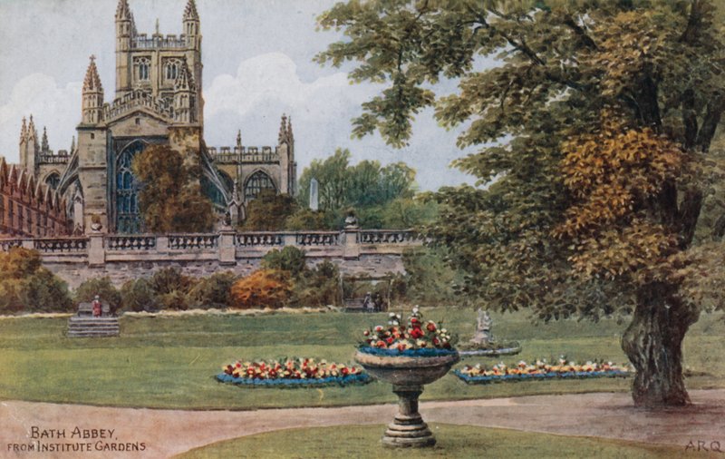 Bath Abbey, vanuit Institute Gardens door Alfred Robert Quinton
