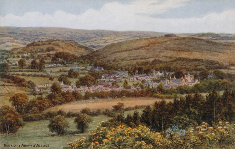 Buckfast Abbey en dorp door Alfred Robert Quinton