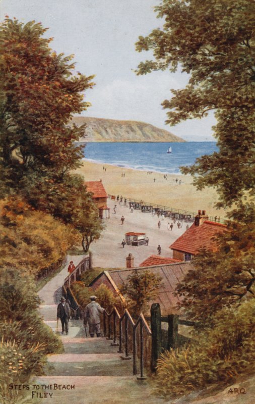 Trappen naar het strand, Filey door Alfred Robert Quinton