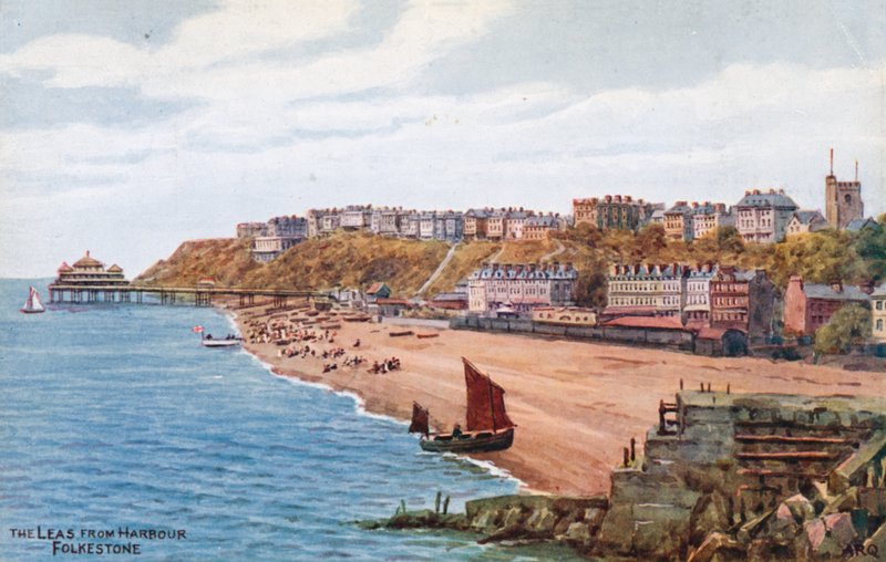 The Leas vanaf de haven, Folkestone door Alfred Robert Quinton