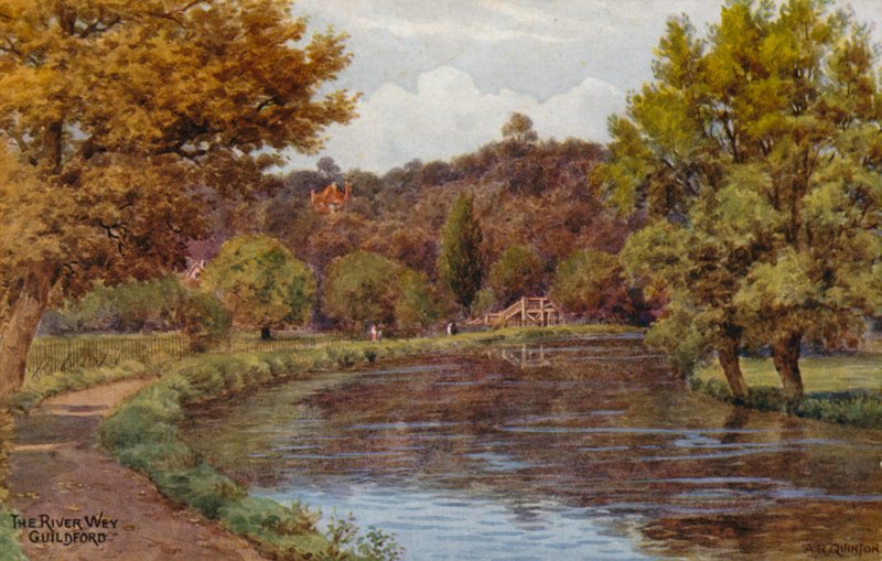 De rivier Wey, Guildford door Alfred Robert Quinton